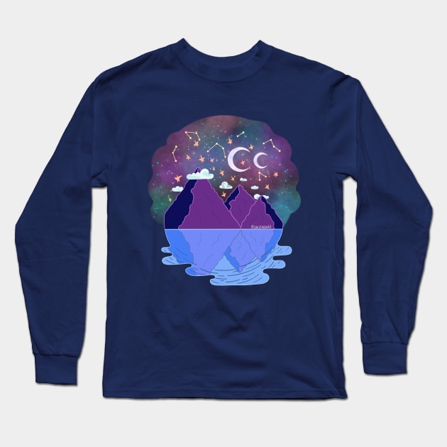 Starry Night Sky Long Sleeve T-Shirt by copilotjarvis
